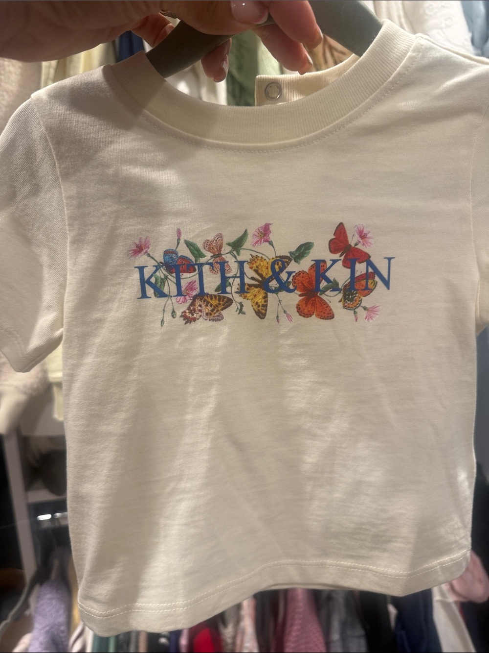 Kith Kids' Cream Butterfly Logo Tee